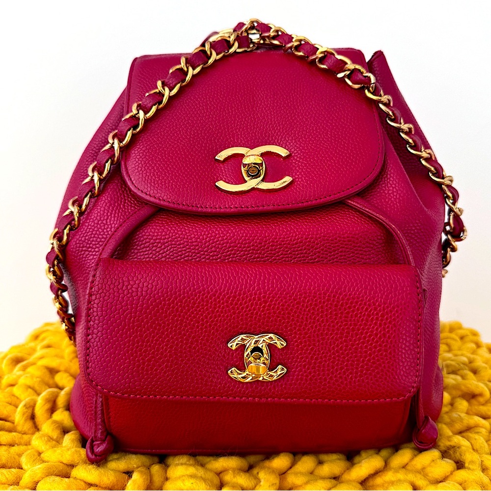 ‼️FINAL PRICE‼️LOT 1635 24K gold plated CHANEL caviar leather Duma backpack